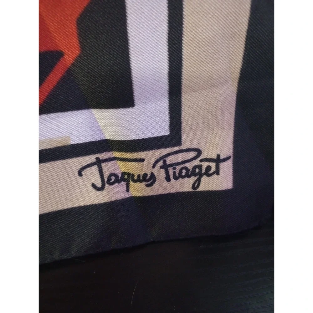 Vintage Jacques Piaget‎ 100% Acetate Scarf Made in Italy – Red Black Houndstooth
